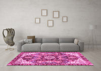 Machine Washable Abstract Pink Modern Rug, wshabs3534pnk