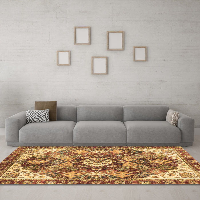 Machine Washable Abstract Brown Modern Rug in a Living Room,, wshabs3534brn