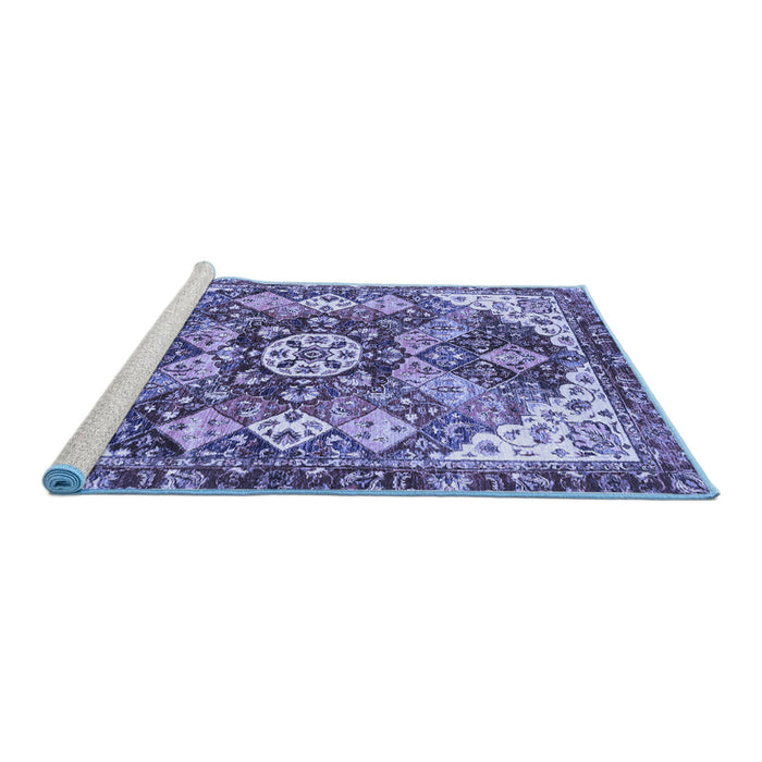 Sideview of Machine Washable Abstract Blue Modern Rug, wshabs3534blu