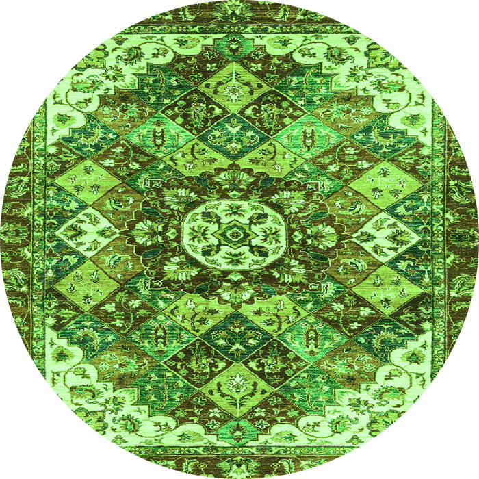 Round Abstract Green Modern Rug, abs3534grn