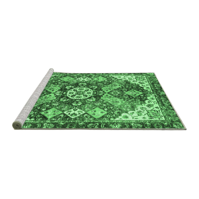 Sideview of Machine Washable Abstract Emerald Green Modern Area Rugs, wshabs3534emgrn