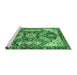 Sideview of Machine Washable Abstract Emerald Green Modern Area Rugs, wshabs3534emgrn