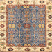 Square Abstract Chestnut Brown Oriental Rug, abs3535