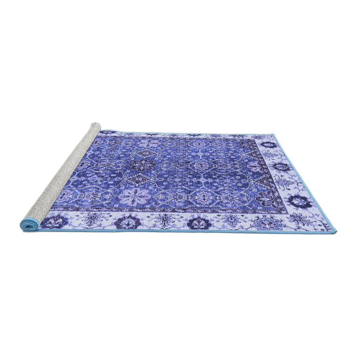Sideview of Machine Washable Oriental Blue Traditional Rug, wshabs3535blu