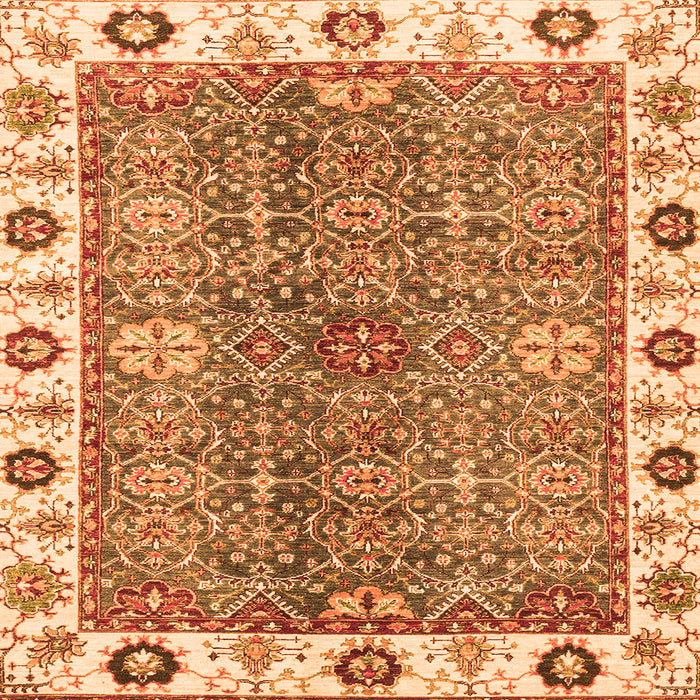 Square Oriental Orange Traditional Rug, abs3535org