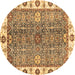 Round Oriental Brown Traditional Rug, abs3535brn