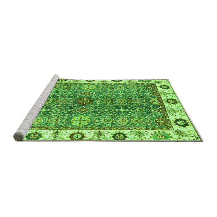 Sideview of Machine Washable Oriental Green Traditional Area Rugs, wshabs3535grn