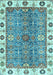 Machine Washable Oriental Light Blue Traditional Rug, wshabs3535lblu