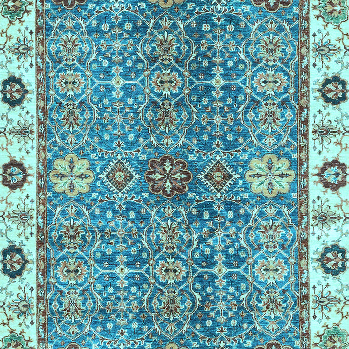 Machine Washable Oriental Light Blue Traditional Rug, wshabs3535lblu