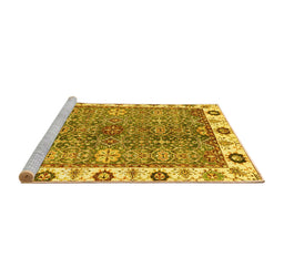 Sideview of Machine Washable Oriental Yellow Traditional Rug, wshabs3535yw