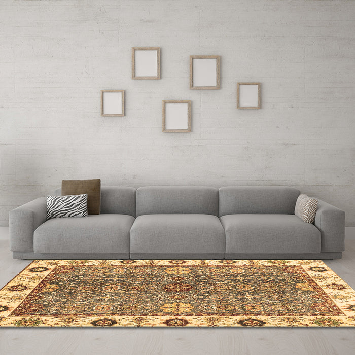 Machine Washable Oriental Brown Traditional Rug in a Living Room,, wshabs3535brn