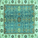 Square Oriental Turquoise Traditional Rug, abs3535turq