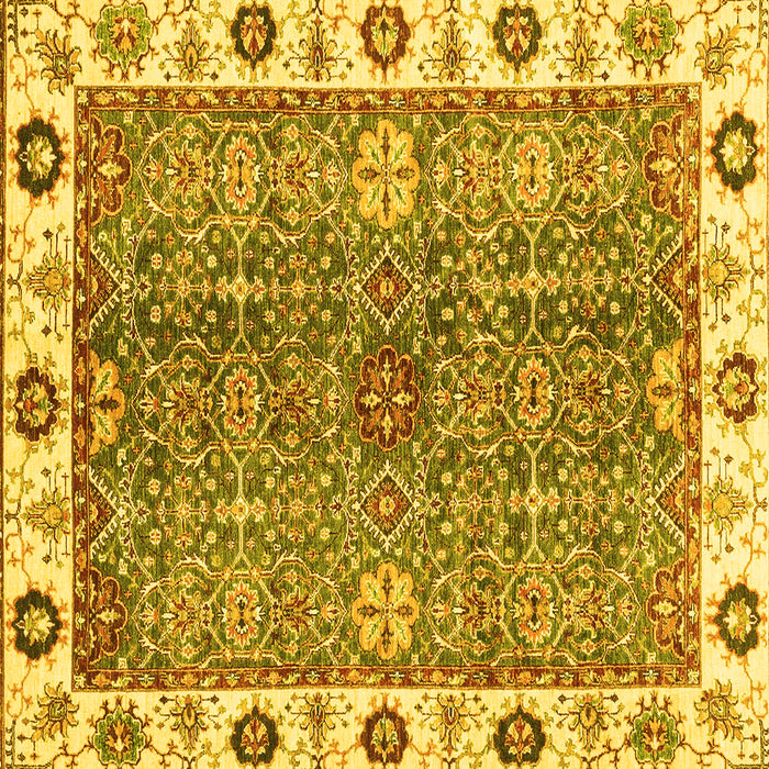 Square Machine Washable Oriental Yellow Traditional Rug, wshabs3535yw