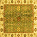 Square Machine Washable Oriental Yellow Traditional Rug, wshabs3535yw