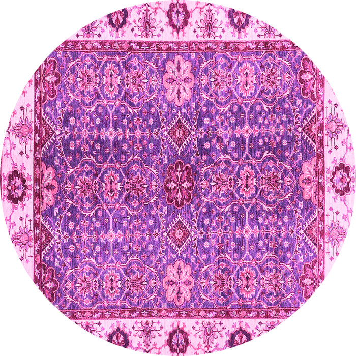 Round Oriental Pink Traditional Rug, abs3535pnk