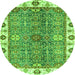 Round Oriental Green Traditional Rug, abs3535grn