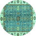 Round Oriental Turquoise Traditional Rug, abs3535turq