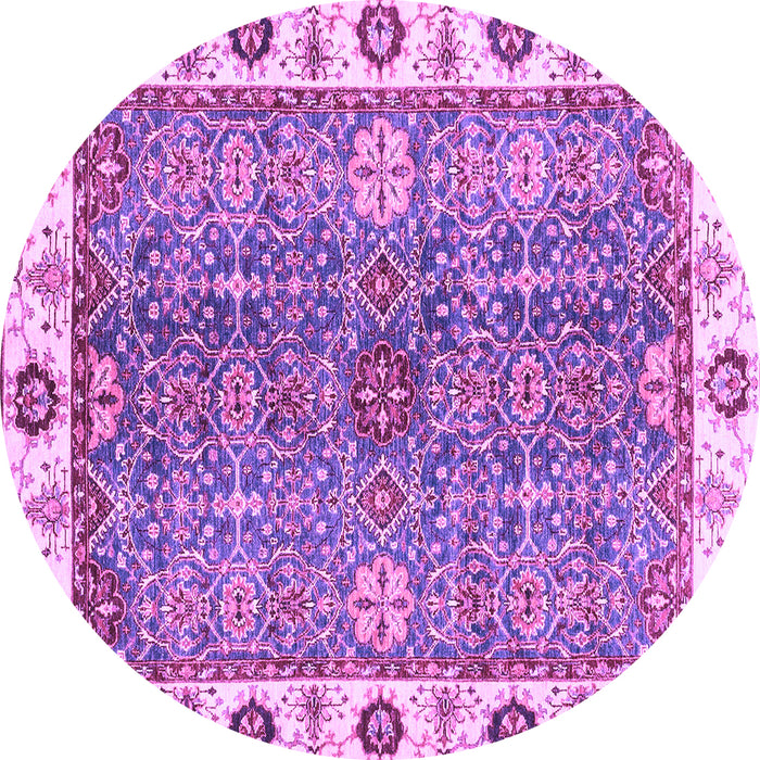 Round Machine Washable Oriental Purple Traditional Area Rugs, wshabs3535pur