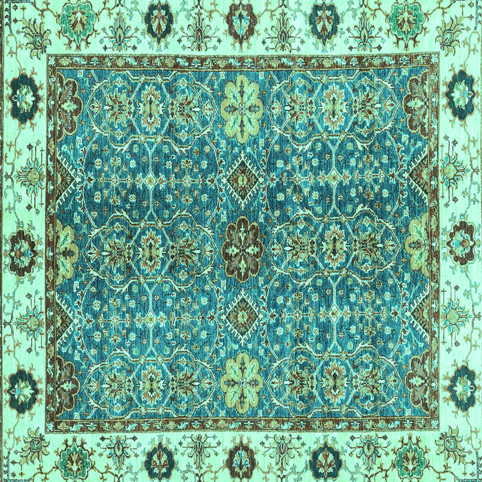 Square Machine Washable Oriental Turquoise Traditional Area Rugs, wshabs3535turq