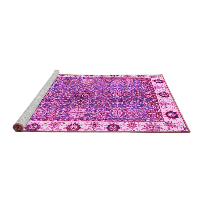 Sideview of Machine Washable Oriental Pink Traditional Rug, wshabs3535pnk