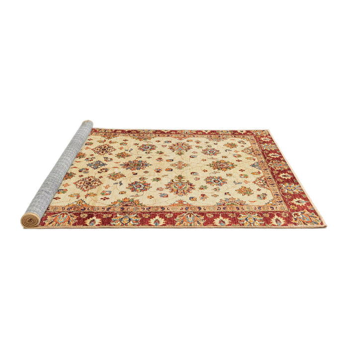Sideview of Machine Washable Abstract Brown Gold Rug, wshabs3536