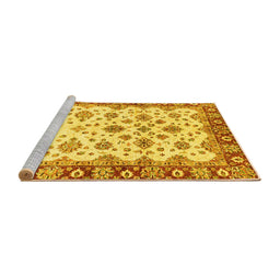 Sideview of Machine Washable Oriental Yellow Traditional Rug, wshabs3536yw