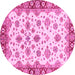 Round Oriental Pink Traditional Rug, abs3536pnk