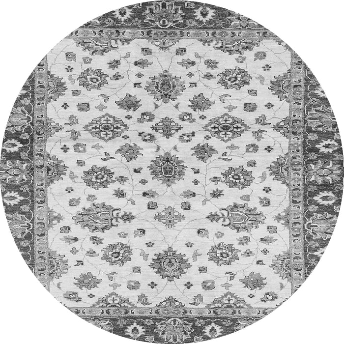 Round Machine Washable Oriental Gray Traditional Rug, wshabs3536gry