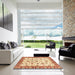 Square Machine Washable Abstract Brown Gold Rug in a Living Room, wshabs3536
