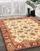 Abstract Brown Gold Oriental Rug in Family Room, abs3536