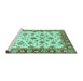 Sideview of Machine Washable Oriental Turquoise Traditional Area Rugs, wshabs3536turq