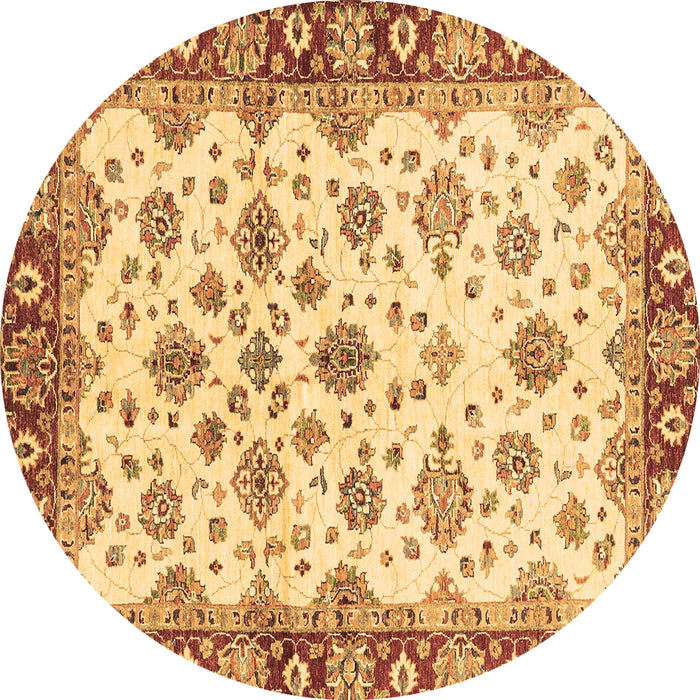 Round Oriental Brown Traditional Rug, abs3536brn