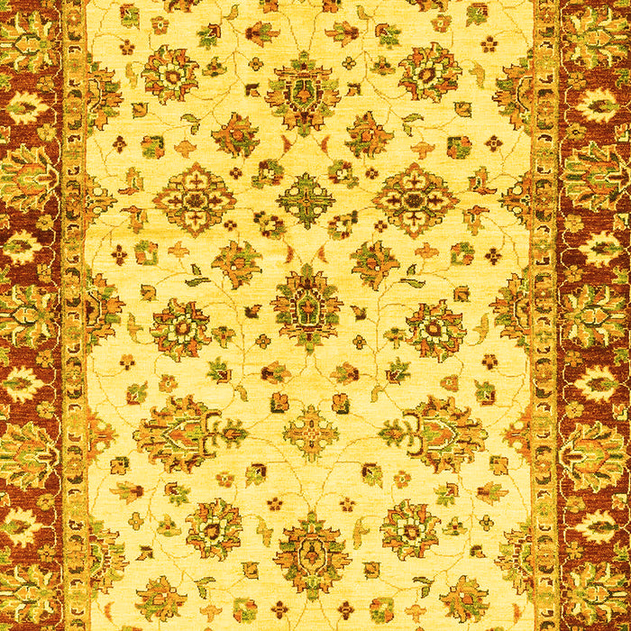 Machine Washable Oriental Yellow Traditional Rug, wshabs3536yw