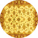 Round Oriental Yellow Traditional Rug, abs3536yw