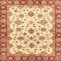 Square Abstract Brown Gold Oriental Rug, abs3536
