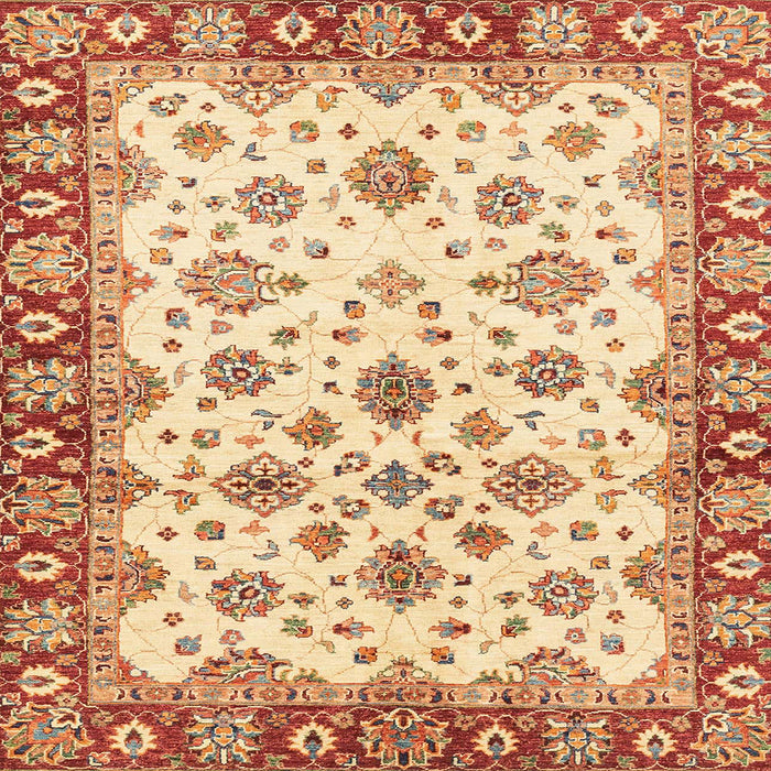 Square Abstract Brown Gold Oriental Rug, abs3536
