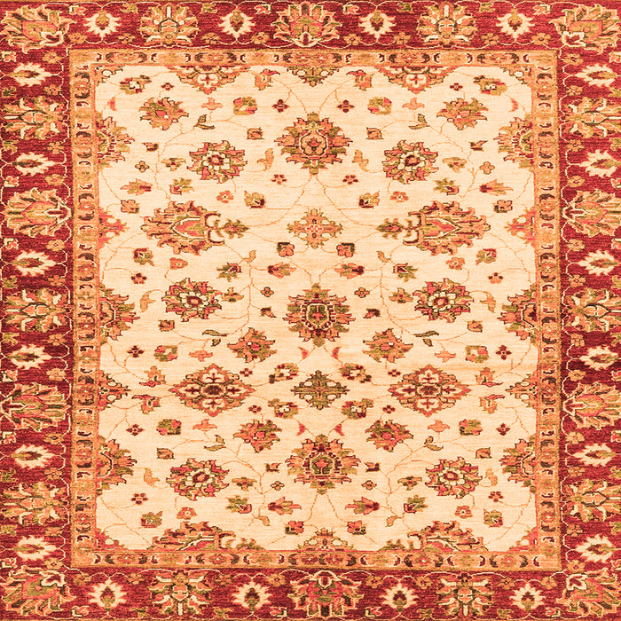 Square Oriental Orange Traditional Rug, abs3536org