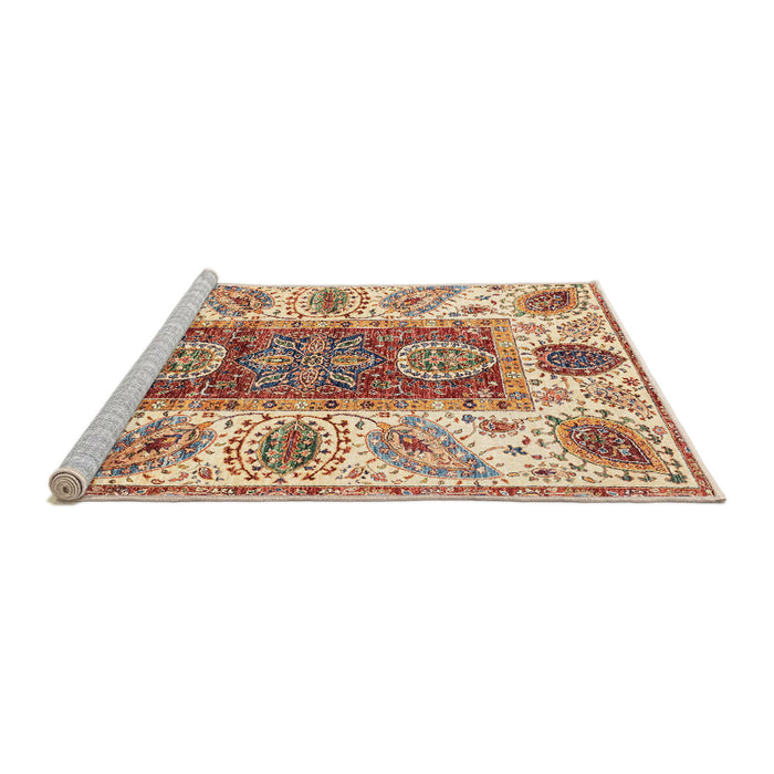 Sideview of Machine Washable Abstract Chestnut Red Rug, wshabs3537