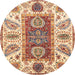 Round Abstract Chestnut Red Modern Rug, abs3537