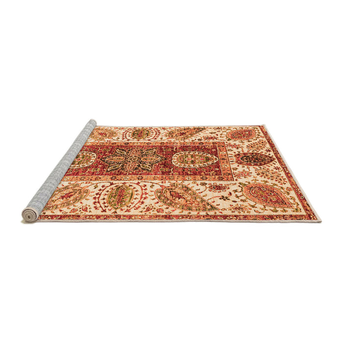 Sideview of Machine Washable Abstract Orange Modern Area Rugs, wshabs3537org