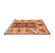 Sideview of Machine Washable Abstract Orange Modern Area Rugs, wshabs3537org