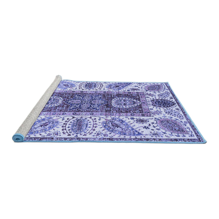 Sideview of Machine Washable Abstract Blue Modern Rug, wshabs3537blu