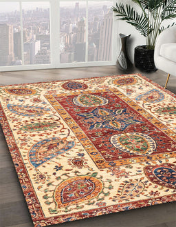 Abstract Chestnut Red Modern Rug in Family Room, abs3537