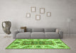 Machine Washable Abstract Green Modern Area Rugs in a Living Room,, wshabs3537grn