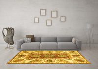 Machine Washable Abstract Yellow Modern Rug, wshabs3537yw