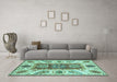 Machine Washable Abstract Turquoise Modern Area Rugs in a Living Room,, wshabs3537turq