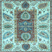 Square Abstract Light Blue Modern Rug, abs3537lblu