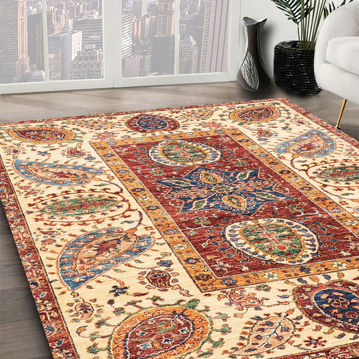 Abstract Chestnut Red Modern Rug in Family Room, abs3537