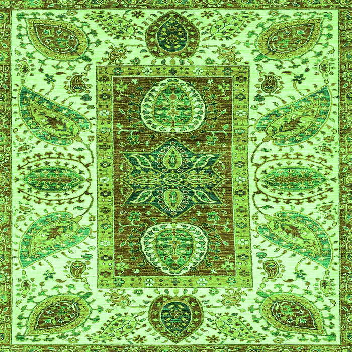 Square Machine Washable Abstract Green Modern Area Rugs, wshabs3537grn