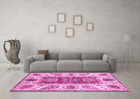 Machine Washable Abstract Pink Modern Rug, wshabs3537pnk